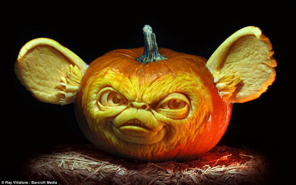 Frightfully good: The 1984 horror comedy Gremlins was the inspiration behind this pumpkin carved for Halloween